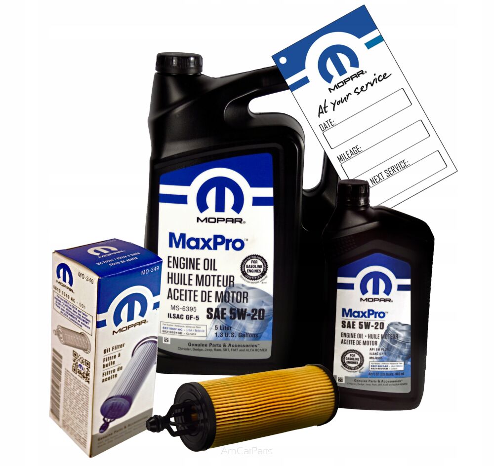 Olej MOPAR 5W20 6L + Filtr MO-349 68191349AB CHRYSLER 300C 3.6 V6 2014-