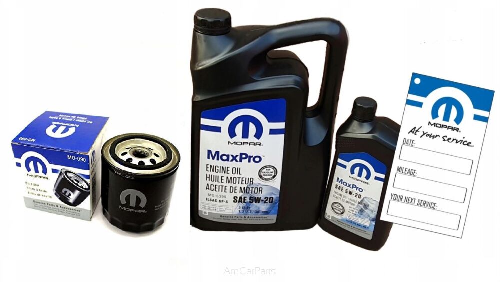 Olej MOPAR 5W20 6L + Filtr MO-090 5281090AC 2001-2007 Dodge Ram 1500 3.9L V6, 4.7L V8, 5.7L V8, 8.3L V10
